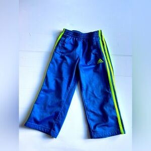 Adidas Boys 3T Navy Neon Green Three Stripes Pants